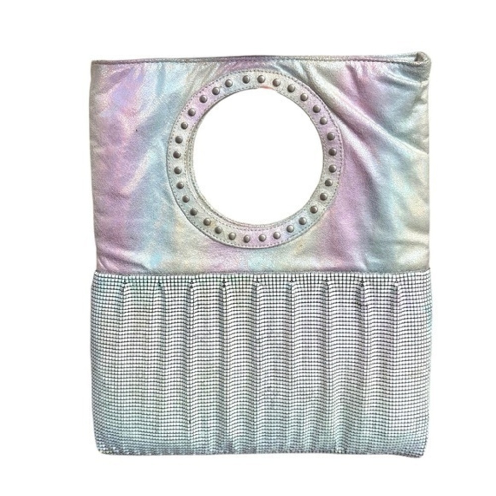 Whiting & Davis RARE fluorescent multicolor white clutch bag